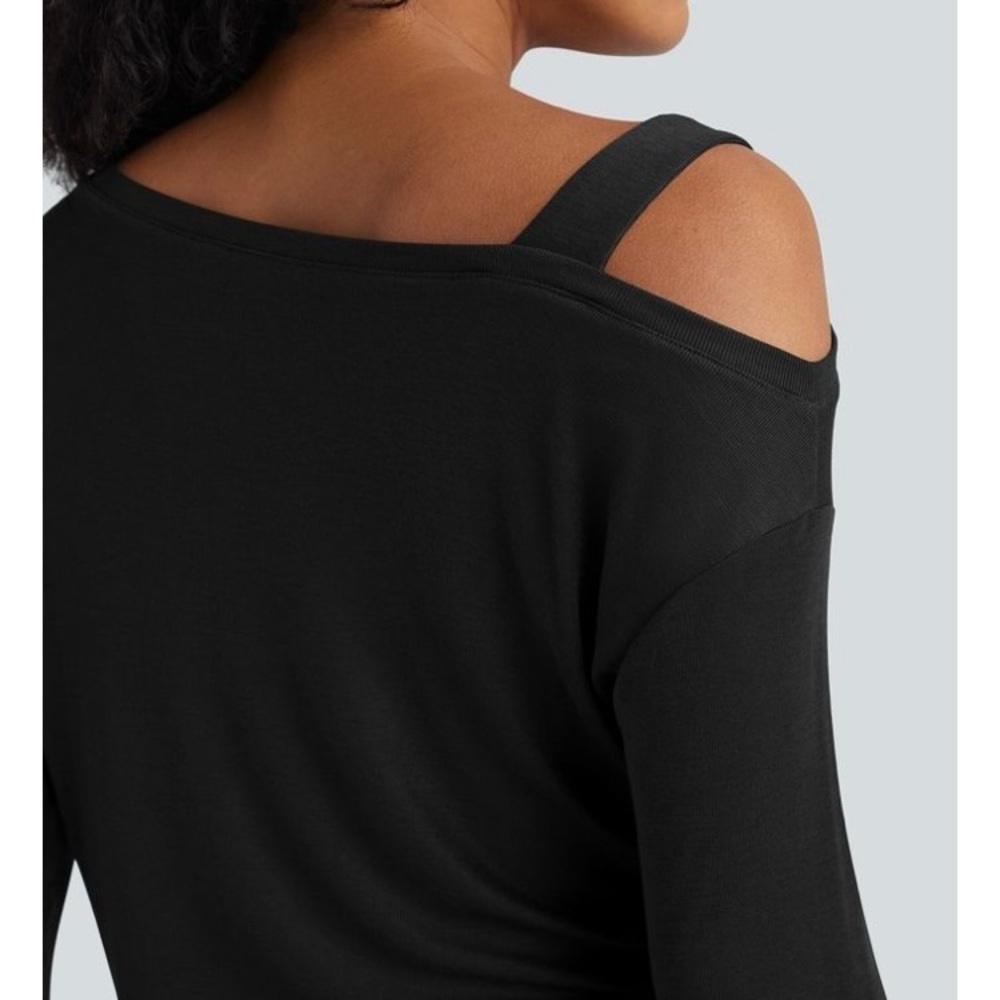 NWT Halara One-Shoulder Long Sleeve Asymmetrical Casual Shirt Small - Picture 4 of 12